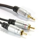 3m Pro Audio Metal 3.5mm Conector Estéreo a 2 Enchufes Fono RCA Cable Dorado [Negro]