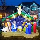 Funflatable 8 FT Christmas Inflatables Nativity Scene Outdoor Decorations, Christmas Blow Up Yard Decorations Nativity Sets for Garden Lawn Xmas Decor