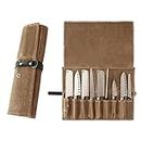 Chef Knife Roll Bag, 9 Pockets Canvas Knife Case, Knife Bag, Knife Wrap Wallet, Cutlery Knife Pouch Holders Protectors for Chef Knives Kitchen Utensils, Tool Roll (Brown)