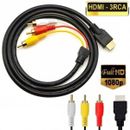 HDTV 1080P HDMI Male To 3 RCA Video Audio AV Component Converter Adapter Cable