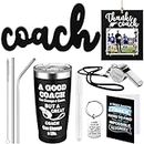 Maxcheck 8 Pcs Coach Gifts 20 oz Coach Tumbler Coach Whistles Keychain Coach Wood Sign Picture Frame with Marker Pen Thank You Card Gift Box for Volleyball Soccer Basketball Sport Coach Birthday Gift