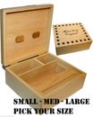 WOODEN ROLLING BOX ROLL BOX SMOKING STASH. ALL SIZES 