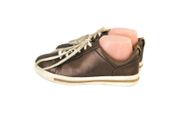 CLARKS WOMEN'S ,metallic brown LEATHER FLAT  LACE UP SHOES  .SIZE 8.5 W