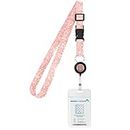 Weaninyiu Cruise Lanyard, Adjustable Lanyard for ID Badges,with Detachable Buckle, Retractable Badge Reel, Waterproof ID Badge Holder for All Cruises Ships Key Cards (Pink)
