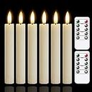 Yeelida Battery Operated Flameless Taper Candles with Two Remote Timer,16cm LED 3D-Wick Window Candles,Flickering Electric Long-Lasting Pack of 6 Flameless Candlesticks(2cm Dia,Ivory)