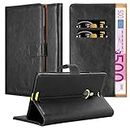 Cadorabo Book Case works with Nokia Lumia 1520 in GRAPHITE BLACK - with Magnetic Closure, Stand Function and Card Slot - Wallet Etui Cover Pouch PU Leather Flip