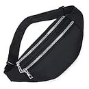 Black Sports Oxford Cloth Waist Bag Water Resistant Bum Bag Adjustable Workout Fanny Pack for Outdoor Sports Workout Hiking and Fishing