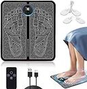 EMS Foot Massager,Foldable Electronic Feet and Calves Massager with 8 Modes 19 Intensities,USB Rechargeable Muscle Stimulatior Massage Mat with Remote Control & Electrode Patch for Feet and Legs