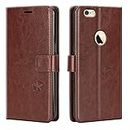 Dgeot® Leather flip Case compatible with Apple iPhone 6S | Inside TPU with Card Pockets | Wallet Stand | Magnetic Closure | 360 Degree Complete Protection Vintage Flip Cover for Apple iPhone 6S - Brown