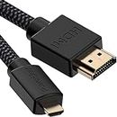 PowerBear Micro HDMI to HDMI Adapter Cable (10 feet) 4K @ 60Hz with Ethernet & ARC | Compatible with GoPro Hero 7 Black, 6, 5, & 4, Raspberry Pi4, Sony, Nikon, Canon