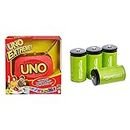 UNO Extreme Card Game Featuring Random-Action Launcher with Lights & Sounds & 112 Cards, Kid, Teen & Adult Game Night Gift Ages 7+, GXY75 & Amazon Basics - Piles C rechargeables 1.2 V - Lot de 4