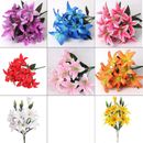 Best Artificial 45cm Stargazer Lillies 10 Head Flower Spray Bunch lily decor new