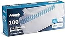 #10 Security SELF-Seal Envelopes, No Window, Premium Security Tint Pattern, Ideal for Home Office Secure Mailing, Quick-Seal Closure - 4-1/8 x 9-1/2 Inches - White - 24 LB - 100 Per Box (34100)