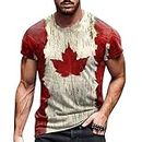 oelaio Todays Deals in Clearance 2023 Men 1st July Canada Day Patriotic Shirts Fashion Short Sleeve T-Shirt Maple Leaves Flag Graphic Muscle Tees Khaki