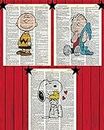 Peanuts Cartoon Wall Art Set of (3) Charlie Brown Linus Snoopy Woodstock Dictionary Art Prints