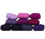 Revolution Fibers | Mixed Merino Wool Variety Pack | Perfect Wool Roving for Spinning, Needle Felting, Wet Felting, Weaving and Crafting (Very Berry (Purples), 250 Grams)