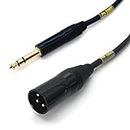 Sonic Plumber Black and Gold 6.35mm (1/4 Inch) TRS Jack to XLR Male 3-pin Balanced Interconnect Cable with Cable Tie (NOT SUITABLE to connect stereo output/keyboard/guitar to XLR input) (5m / 16.4ft)