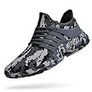 Feetmat Mens Running Tennis Work Shoes Slip On Resistant Sneakers Lightweight Breathable Athletic Fashion Zapatos Gym Sport Non Slip Casual Walking Shoes for Men Camouflage Grey 9.5