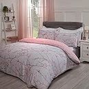 Dreamscene Set di biancheria da letto reversibile con motivo floreale con fiore primaverile, colore: rosa cipria