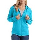 Hanes Womens Slub Knit Full-zip Hoodie, Textured Cotton Zip-up T-shirt For Fashion-hoodies, Process Blue, X-Large US