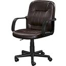 Yaheetech Office Chair Faux Leather Computer Desk Chair Ergonomic Swivel Chair with Arms and Back Support for Home Work Study Task Brown