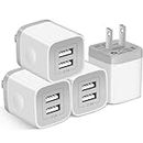 X-EDITION Wall Charger,4-Pack 2.1A Dual Port USB Power Adapter Plug Charging Block Cube for Phone 8/7/6 Plus/X, Pad, Samsung Galaxy S5 S6 S7 Edge,LG, Android (White)