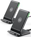 Wireless Charger, INIU [2 Pack] 15W Qi Certified Fast Wireless Charging Stand, Wireless Charging Station with Sleep-Friendly Adaptive Light for iPhone 15 14 13 12 11 Pro Max Plus Samsung Galaxy S21