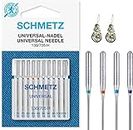 Schmetz - Agujas para máquinas de coser universales (estándar), varios tamaños 70/10, 80/12, 90/14 y 100/16 Assorted 70-100 +2 hilos