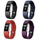 【4 Pack】 Bands for Fitbit Charge 2 Silicone Finess Sport Wristbands Replacement Bands for Fitbit Charge 2 for Women Men Small