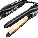 VANESSA PRO Small Flat Irons for Short Hair, 100% Pure Titanium Flat Iron for One Pass to Achieve a Sleek Look, Curls Beautifully & Straightens Well - 0.3 inch