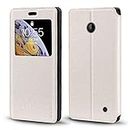 Nokia Lumia 630 Case, Wood Grain Leather Case with Card Holder and Window, Magnetic Flip Cover for Nokia Lumia 635