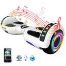 Hoverboard White Kids Self-Balancing Scooters Bluetooth Speaker LED Overboard-US