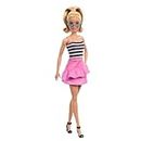 Barbie - Fashionistas n. 213 da Collezione 65° Anniversario, Bambola bionda con Top a Righe, Gonna Rosa e Occhiali da Sole, Giocattolo per Bambini, 3+ Anni, HRH11