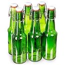Cocktailor Glass Grolsch Beer Bottles (6-pack, 11 oz./330 mL) Airtight Seal with Swing Top/Flip Top Stoppers - Home Brewing Supplies, Fermenting of Alcohol, Kombucha Tea, Wine, Soda - Green