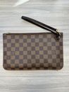 Authentic Louis Vuitton Neverfull MM Pochette Pouch in Damier Ebene Red W Strap