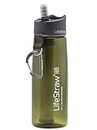 LifeStraw Go Bottle 2-Stage with Integrated 1,000 Liter LifeStraw Filter and Activated Carbon, Green, 22oz