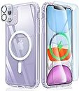 FNTCASE for iPhone 11 Case Clear: Support Magnetic Charging Military Grade Drop Protection Anti Yellowing Cell Phone Cover - Rugged Durable Shockproof Protective Bumper - 6.1 Inch