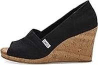 TOMS Women's Classic Espadrille Wedge Sandal, Black Scattered Woven, 8.5