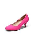 DREAM PAIRS Womens Fuchsia Suede Bridal Wedding Low Heel Pump Shoes, Luvly-Fuchsia-Suede - 8 (Luvly)