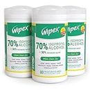 Wipex 70% Isopropyl Alcohol Wipes for Electronics - 80ct Large Lint Free IPA Wipes in Sealed Canister to clean Surfaces, Electronics, Computer Screens, Glasses, 80 Count (Pack of 3)