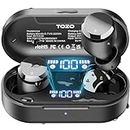 TOZO T12mini Wireless Earbuds Bluetooth 5.3 Headphones Built-in ENC Noise Cancelling Mic, 55 Hrs Playtime App Customize EQ IPX8 Waterproof LED Digital Display Premium Sound Headset Black