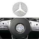 Yumzeco Emblema del volante di cristallo di Bling 49 mm, compatibile con Mercedes-Benz, accessori interni dell'automobile, logo di Bling adesivi, logo dell'automobile del diamante di cristallo