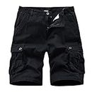 APTRO Mens Cargo Shorts Combat Casual Cotton Shorts with Multi Pockets Workwear Black CS05 36