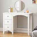 SDHYL Vanity Desk,Makeup Table with Drawers, White Finish Dressing Table,37.5 Inches Computer Desk with 3 Drawers for Bedroom