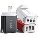 USB Charger 3 Ports 3Pack USB Wall Plug 15W/3.1A AC Portable AU Mains Power Adapter Charger for iPhone 12/11/XS/XR, Huawei P30 P20, Samsung Galaxy Note S9 Tablette et Plus