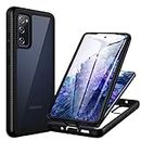 CENHUFO for Samsung Galaxy S20 FE Case, with Built-in Screen Protector Military Grade Shockproof Clear Cover 360° Full Body Protective Rugged Phone Case for Samsung Galaxy S20 FE 5G/4G -Black/Clear