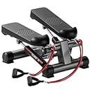 CURSOR FITNESS Steppers for Exercise, Mini Stair Stepper, Desk Step Machine with Dual Resistance Bands, Full Body Cardio Workout Equipment, 300 LBS Capacity for Home Exercise