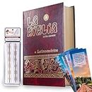 La Biblia Católica Latinoamericana Letra Grande Edición Cartone en Español con Señalador Biblico y 6 Separadores de Página con Versículos de la Biblia.