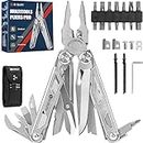 BIBURY Multitools, Multi Tool Foldable Pliers with Upgraded Scissors and Screwdriver Set, Stainless Steel Multitools with Nylon Pouch, Ideal for Camping, Outdoor, Repairing - Gift for Dad Men - Pro
