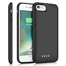 ABOE Battery Case for iPhone 8/7/6s/6/SE(2020), [6000mAh] Upgraded Charging Case Rechargeable Battery Pack for iPhone 8/7 Portable Charger case for iPhone 6S/6 /SE(2020)(4.7 inch)-[Black]